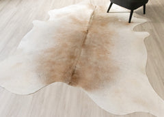 Beige And White Cowhide Rug (Size: 260 X 220 CM) CHR2354
