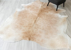 Beige And White Cowhide Rug (Size: 260 X 240 CM) CHR2399