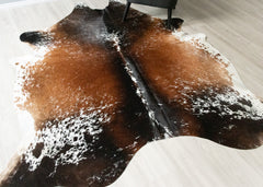 (Rare) Salt Pepper Tri-Color Cowhide Rug (Size: 240 X 210 CM) CHR2428