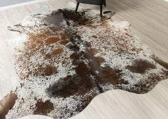 (Rare) Salt Pepper Tri-Color Cowhide Rug (Size: 260 X 240 CM) CHR2433