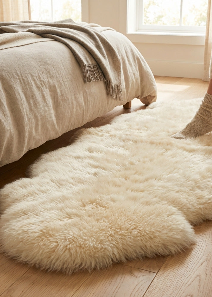 Double sheepskin rug NZ – premium genuine wool sheepskin rug for bedroom or living room