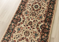 Authentic Wool Hand-Knotted Floral Hallway Runner Rug – 76 x 260 CM