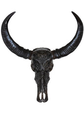 Authentic Dark Grey Hand Carved Buffalo Skull