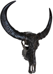 Authentic Dark Grey Hand Carved Buffalo Skull