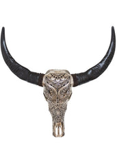 Authentic Antique Silver Hand Carved Buffalo Skull