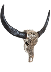 Authentic Antique Silver Hand Carved Buffalo Skull