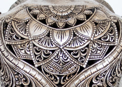 Authentic Antique Silver Hand Carved Buffalo Skull