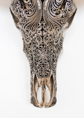 Authentic Antique Silver Hand Carved Buffalo Skull