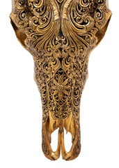 Authentic Antique Gold Hand Carved Buffalo Skull