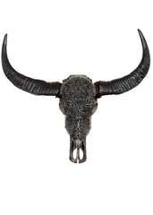 Authentic Dark Grey Hand Carved Buffalo Skull