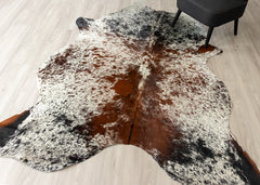 Salt Pepper Tri-Color Cowhide Rug (Size: 240 x 180 CM)