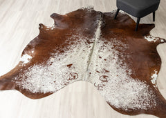 Salt Pepper Brown & White Cowhide Rug (Size: 230 x 200 CM)