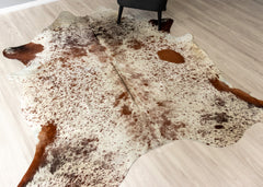 Salt Pepper Tri-Color Cowhide Rug (Size: 230 x 220 CM)