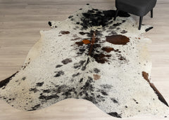Salt Pepper Tri-Color Cowhide Rug (Size: 240 x 200 CM)