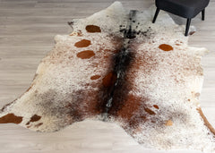 Salt Pepper Tri-Color Cowhide Rug (Size: 230 x 190 CM)