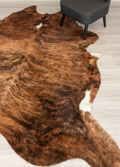 Dark White Spine Belly Brindle Cowhide Rug (Size: 260 X 230 CM)