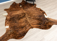 Dark White Spine Belly Brindle Cowhide Rug (Size: 260 X 230 CM)