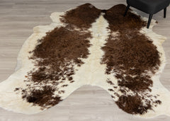 Chocolate Tan & White Cowhide Rug (Size: 230 X 210 CM)