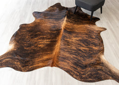 Dark Brindle Cowhide Rug (Size: 230 X 200 CM)