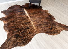Dark Brindle Cowhide Rug (Size: 220 X 220 CM)