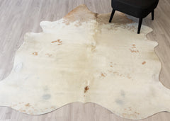 Beige And White Cowhide Rug (Size: 210 X 210 CM)