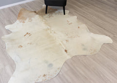 Beige And White Cowhide Rug (Size: 210 X 210 CM)