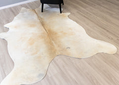 Beige And White Cowhide Rug (Size: 220 X 190 CM)