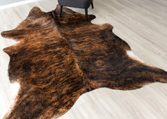 Dark Brindle Cowhide Rug (Size: 240 X 190 CM)
