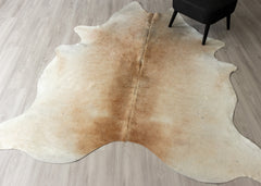 Beige And White Cowhide Rug (Size: 240 X 200 CM)