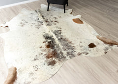 Salt Pepper Tri-Color Cowhide Rug (Size: 240 X 220 CM)