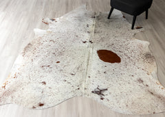 Salt Pepper Brown & White Cowhide Rug (Size: 240 X 200 CM)