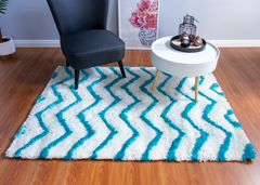 Blue And White Modern Shaggy Rug