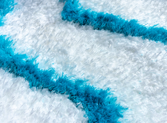 Blue And White Modern Shaggy Rug