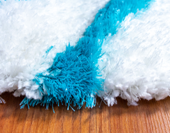 Blue And White Modern Shaggy Rug
