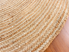 White Stripe Handmade Jute Round Rug