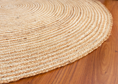White Stripe Handmade Jute Round Rug