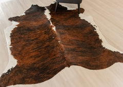 Dark White Spine Belly Brindle Cowhide Rug (Size: 210 X 190 CM) CHR1896