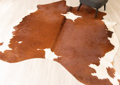 Brown And White Cowhide Rug (Size: 240 X 230 CM) CHR2215
