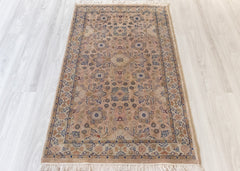 Authentic Wool Hand-Knotted Floral Hallway Runner Rug - 90 x 160 CM