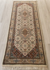 Oriental Agra Hand-Knotted Wool Mahi Hallway Runner Rug – 80 x 210 cm