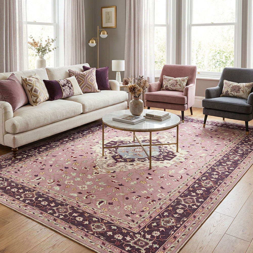 Polyester machine made printed washable rug