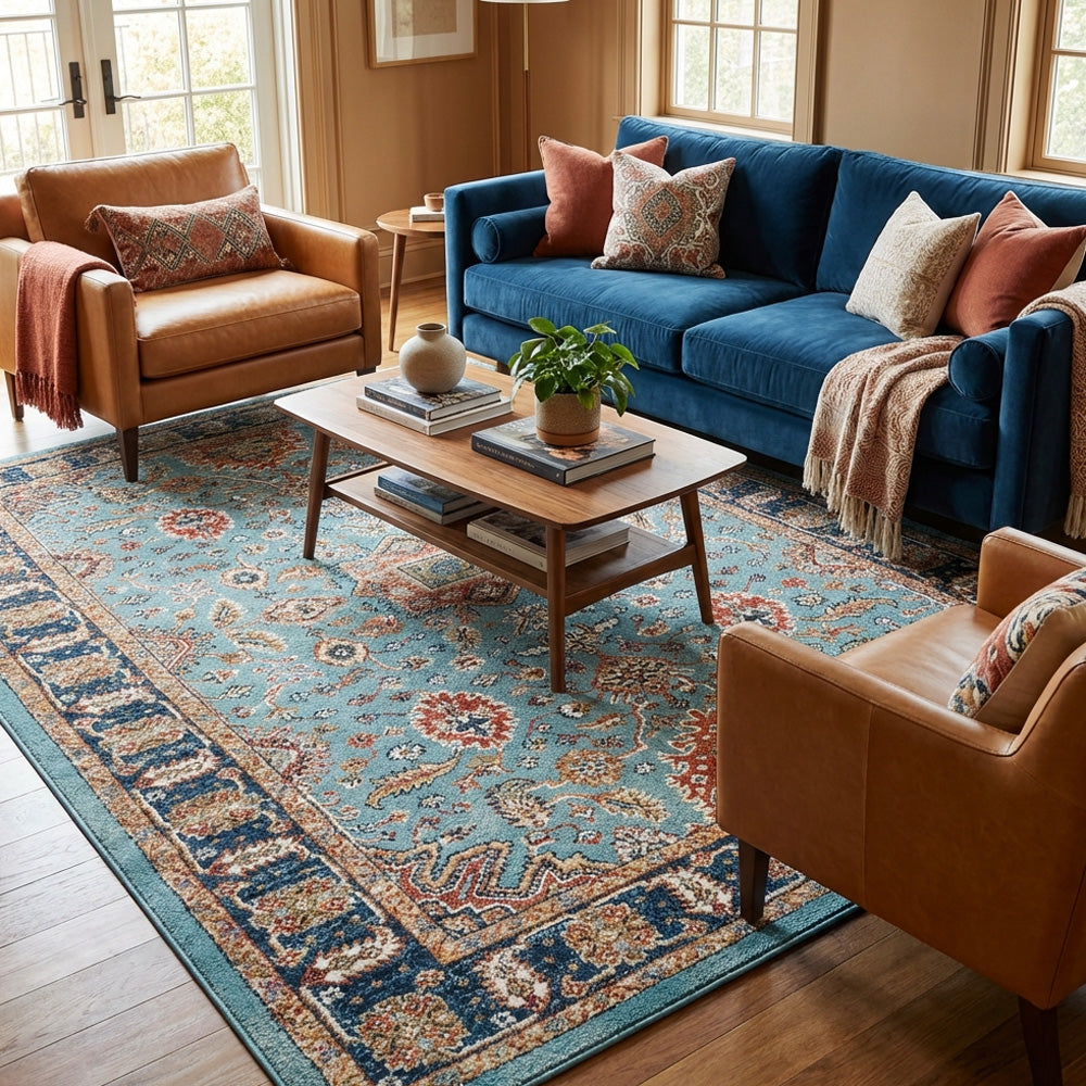 Polyester machine made printed washable rug
