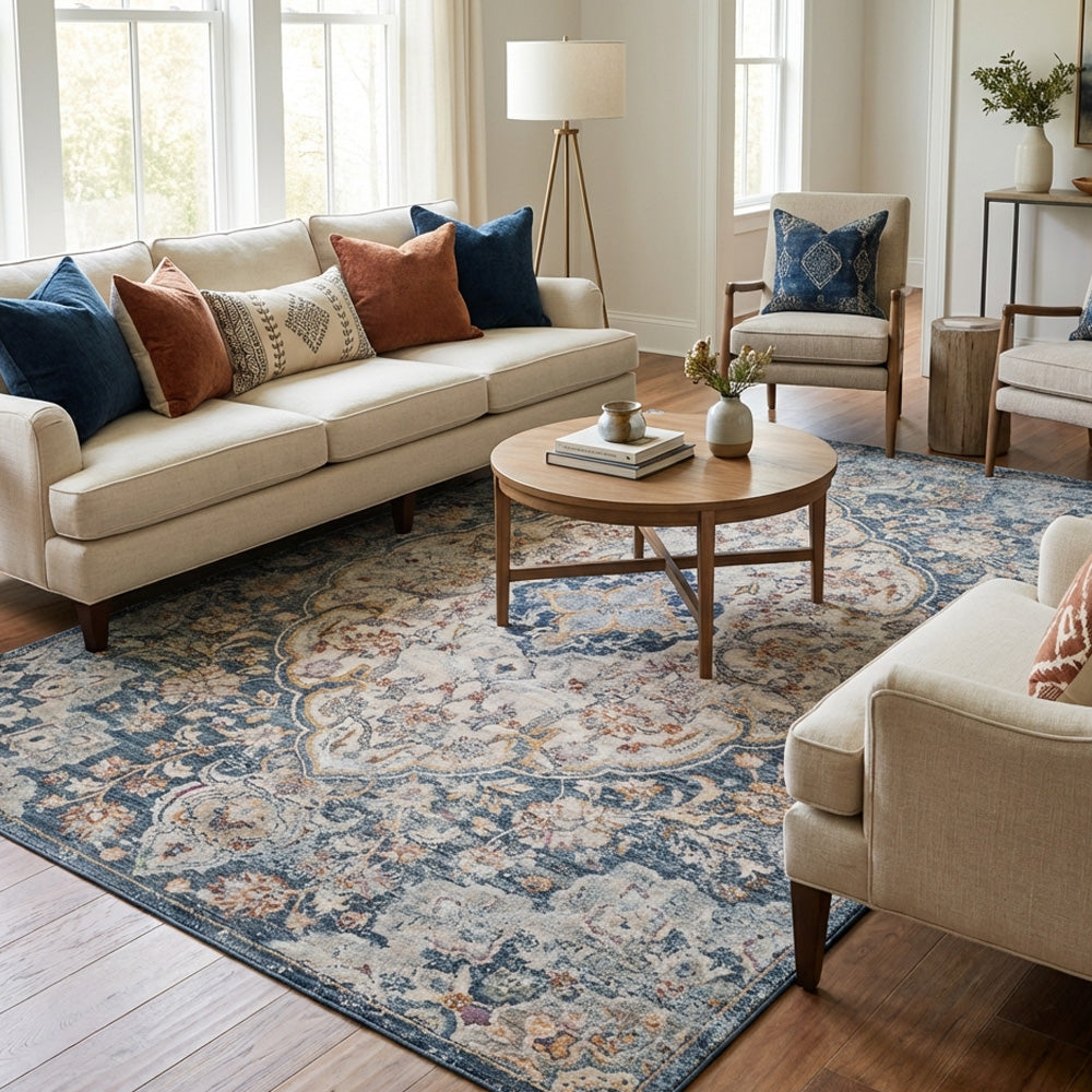 Polyester machine made printed washable rug