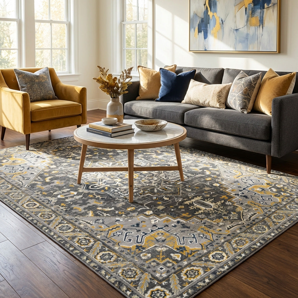 Polyester machine made printed washable rug