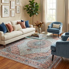 Polyester machine made printed washable rug