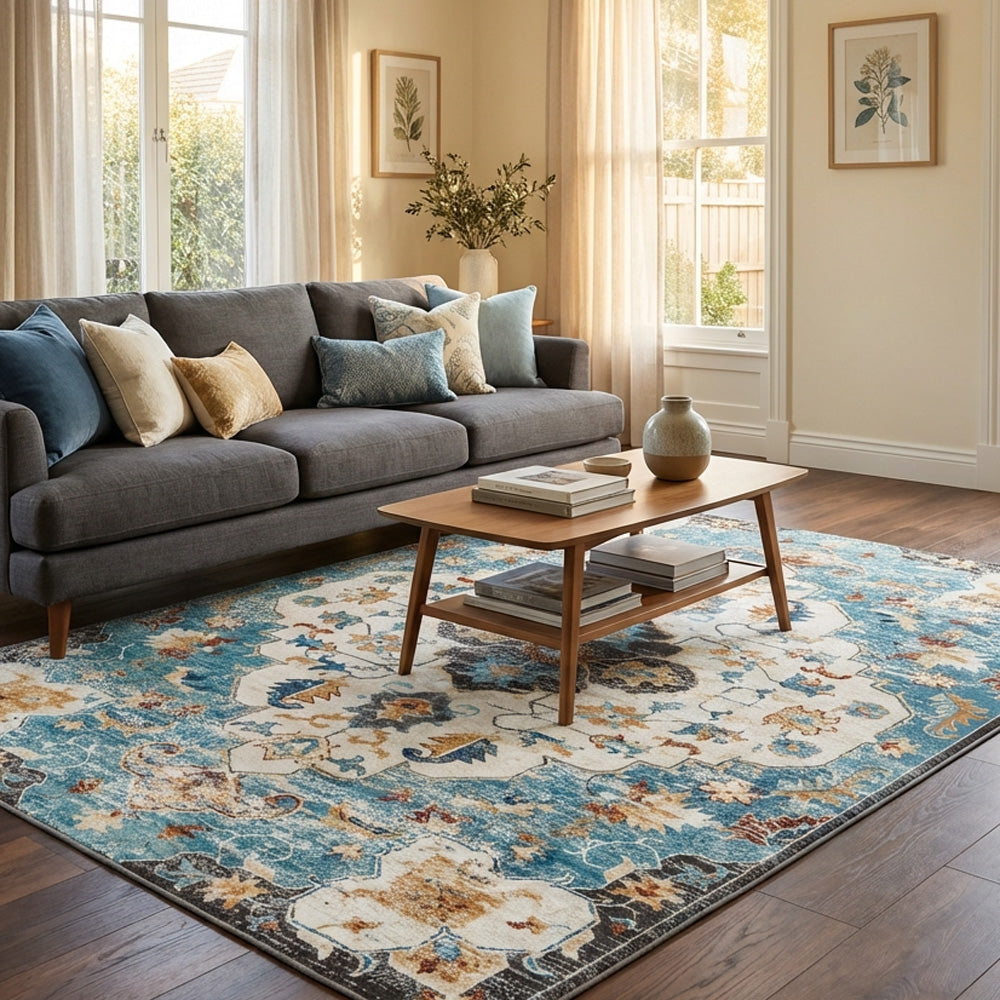Polyester machine made printed washable rug