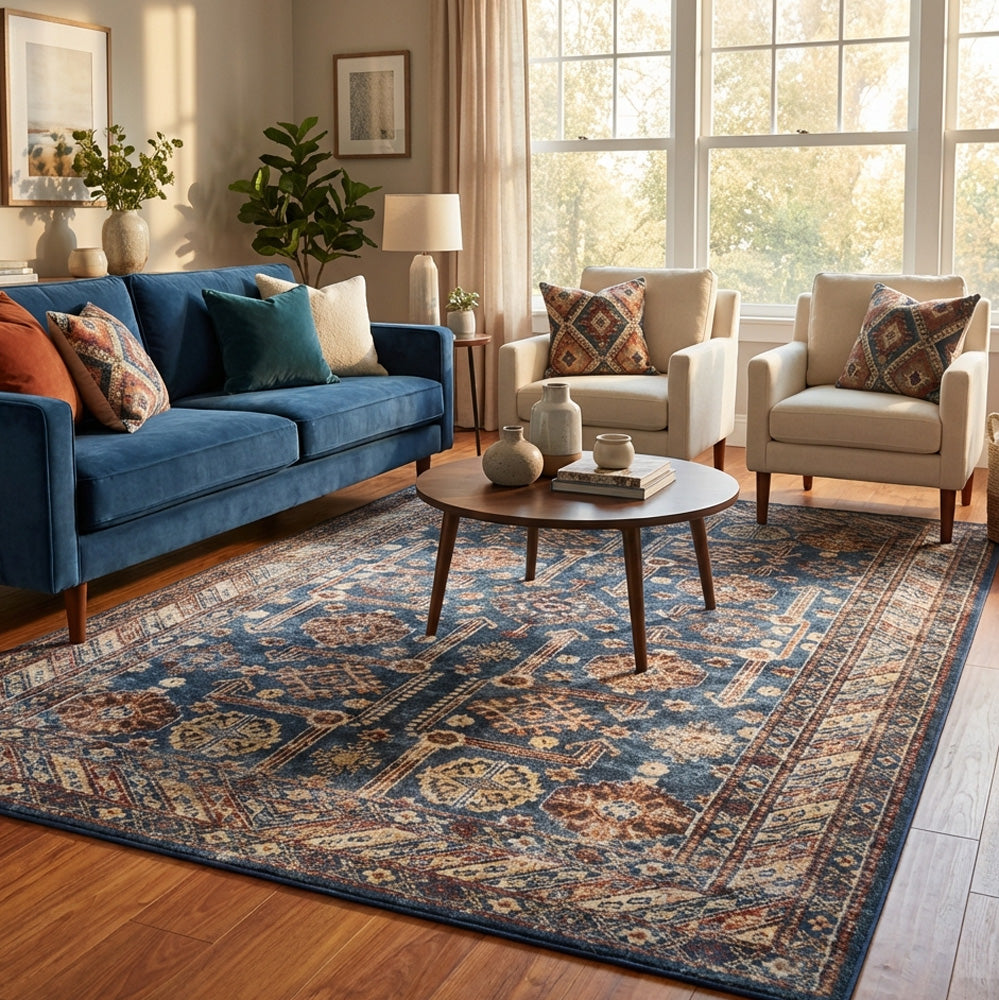 Polyester machine made printed washable rug