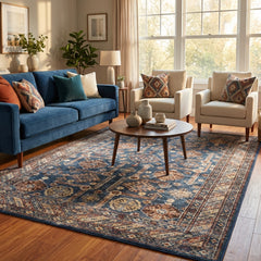 Polyester machine made printed washable rug