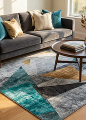 Multi-Colour Geometrical Style Area Rug