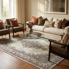 Polyester machine made printed washable rug